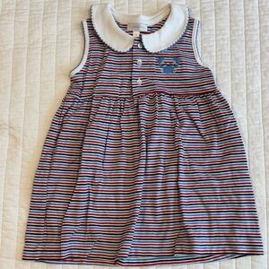 Striped Sleeveless Kids Dress - Red, Blue, White